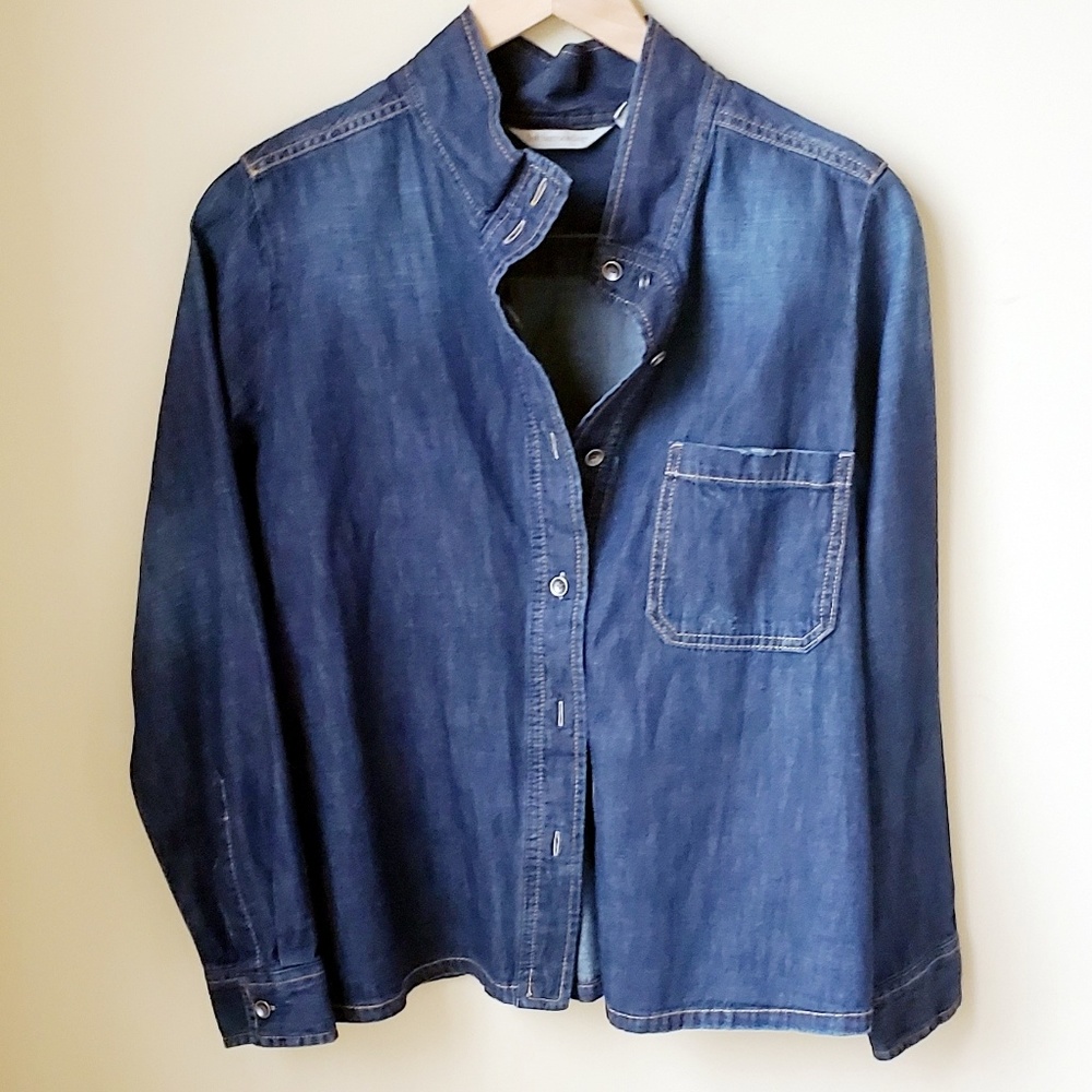 Soft Surroundings Denim Button Down Petite Medium - image 2